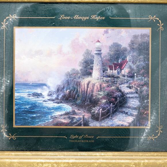 Thomas Kinkade "Light of Peace" Print 8 x 9 in Glass Wood Frame - Picture 2 of 5